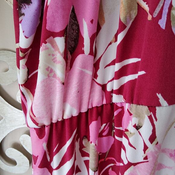 Maggy London Women's Flutter Sleeve Ruffle High Neck Blouson A-Line Midi Dress - Picture 11 of 15